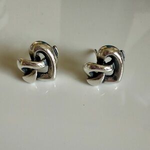 Retired James Avery Knot Heart Earrings Sterling Silver Rare New Avery Backs